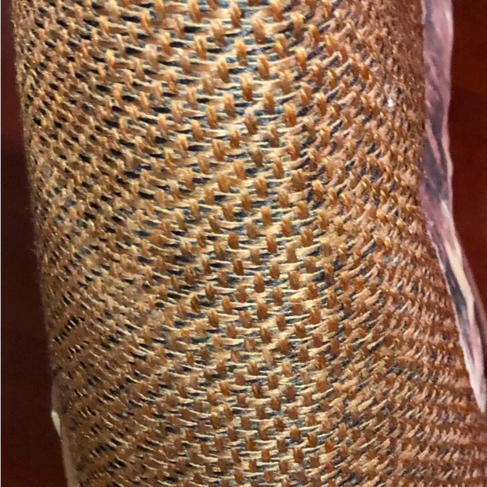 Woven vintage hardbody Brown bucket Tote Bag with Horse Motif